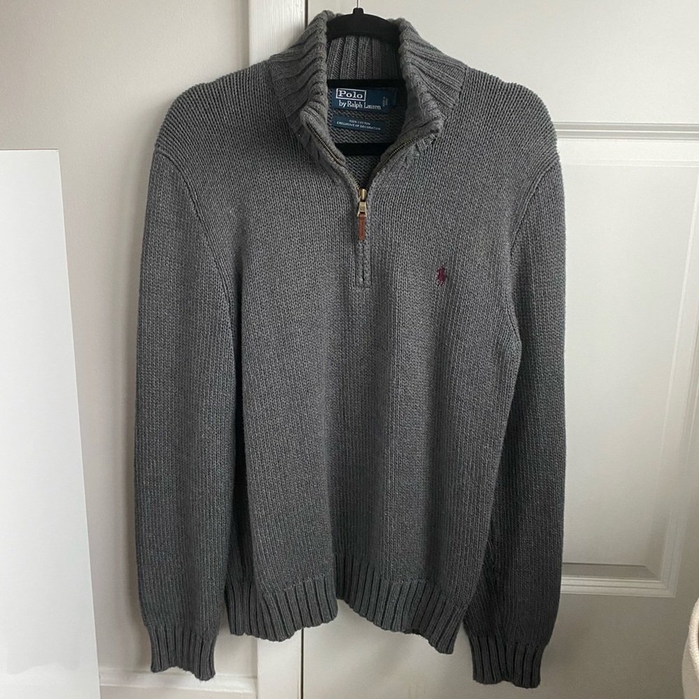 Men’s Ralph Lauren Zipper Up Sweater in Grey